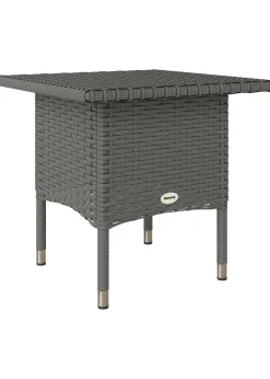 Outsunny PE Rattan Outdoor Coffee Table Easy Match Rattan Side Table Grey