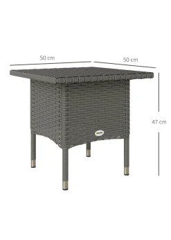 Outsunny PE Rattan Outdoor Coffee Table Easy Match Rattan Side Table Grey