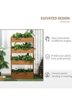 Outsunny Raised Garden Bed Wooden Plant Stand Orange
