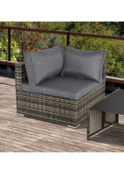 Outsunny Rattan Corner Sofa Garden Rattan Furniture Single Sofa Chair