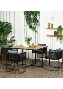 Outsunny Rattan Dining Set Rattan Cube Dining Sets with Spacesaving Design