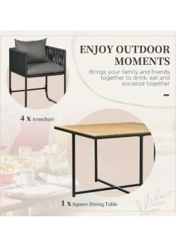 Outsunny Rattan Dining Set Rattan Cube Dining Sets with Spacesaving Design