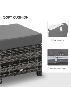 Outsunny Rattan Footstool Wicker Ottoman (50cm x 50cm x 35cm)