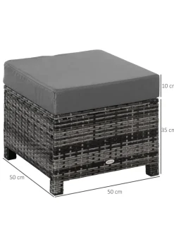Outsunny Rattan Footstool Wicker Ottoman (50cm x 50cm x 35cm)