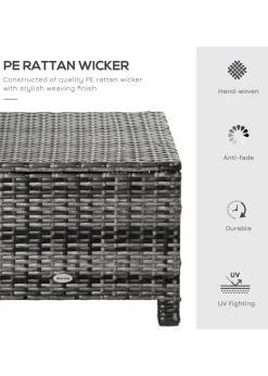 Outsunny Rattan Footstool Wicker Ottoman (50cm x 50cm x 35cm)