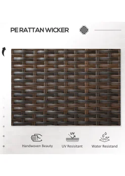 Outsunny Rattan Garden Bench Glass Tea Table Wicker Chair with Cushions