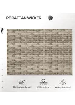 Outsunny Rattan Garden Bench Glass Tea Table Wicker Chair with Cushions