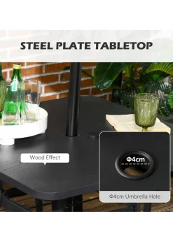 Outsunny Rattan Garden Dining Set for 4 with Cushions Umbrella Hole Black