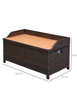 Outsunny Rattan Outdoor Storage Bench with Aluminium Frame