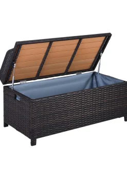 Outsunny Rattan Outdoor Storage Bench with Aluminium Frame