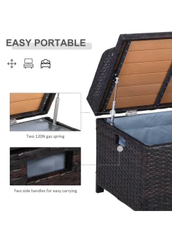 Outsunny Rattan Outdoor Storage Bench with Aluminium Frame