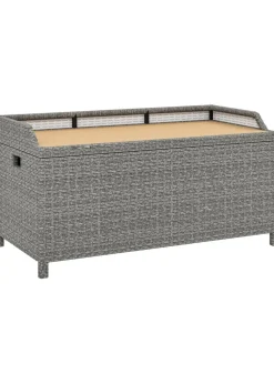 Outsunny Rattan Outdoor Storage Bench with Aluminium Frame