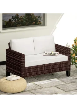 Outsunny Rattan Sofa with Cushions 2 Seater Garden Furniture