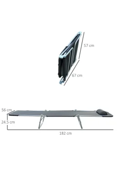 Outsunny Recliner Garden Sun Lounger Patio (182cm x 56cm x 24.5cm)