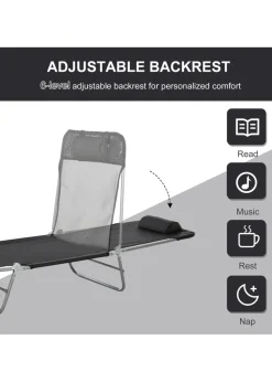 Outsunny Recliner Garden Sun Lounger Patio (182cm x 56cm x 24.5cm)