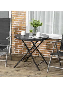 Outsunny Round Garden Dining Table for 4 Foldable Outdoor Table