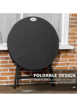 Outsunny Round Garden Dining Table for 4 Foldable Outdoor Table