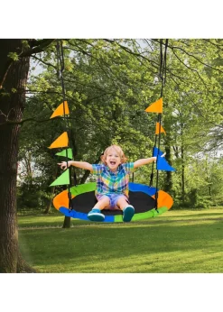 Outsunny Saucer Tree Swing with Metal Frame (100cm x 100cm x 180cm)