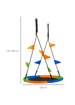 Outsunny Saucer Tree Swing with Metal Frame (100cm x 100cm x 180cm)