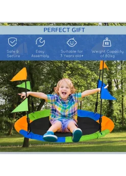 Outsunny Saucer Tree Swing with Metal Frame (100cm x 100cm x 180cm)