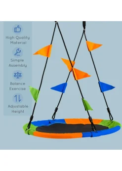 Outsunny Saucer Tree Swing with Metal Frame (100cm x 100cm x 180cm)