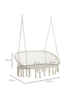 Outsunny 2-Seater Hanging Hammock Chair with Soft Cushion for Patio, Garden, Balcony, Living Room