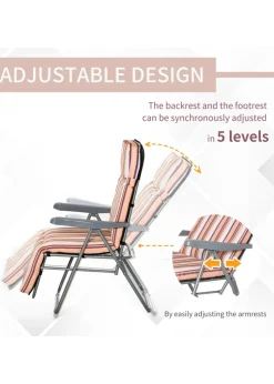 Outsunny Set of 2 Garden Patio Foldable  Sun Recliners Loungers