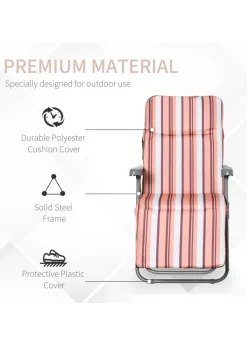 Outsunny Set of 2 Garden Patio Foldable  Sun Recliners Loungers