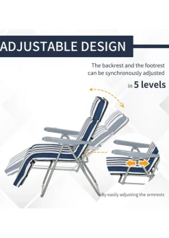 Outsunny Set of 2 Garden Patio Foldable  Sun Recliners Loungers