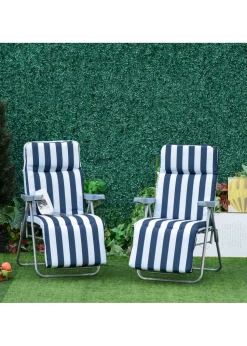 Outsunny Set of 2 Garden Patio Foldable  Sun Recliners Loungers