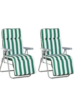 Outsunny Set of 2 Garden Patio Foldable  Sun Recliners Loungers