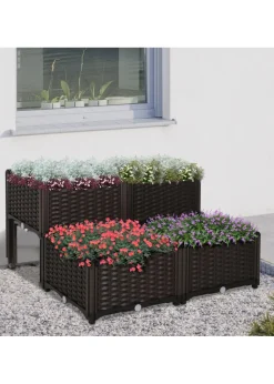 Outsunny Set of 4 26L Garden Raised Bed