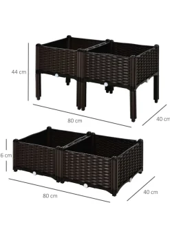 Outsunny Set of 4 26L Garden Raised Bed