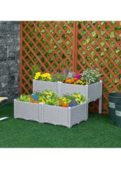 Outsunny Set of 4 26L Garden Raised Bed