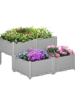 Outsunny Set of 4 26L Garden Raised Bed