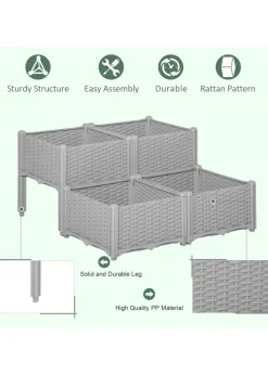 Outsunny Set of 4 26L Garden Raised Bed