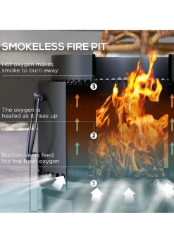 Outsunny Smokeless Wood Burning Firepit Metal Fire Pit