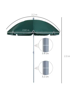 Outsunny Tilt Garden Parasol Beach Umbrella Patio Sun Shade
