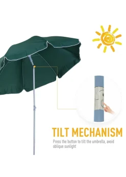 Outsunny Tilt Garden Parasol Beach Umbrella Patio Sun Shade