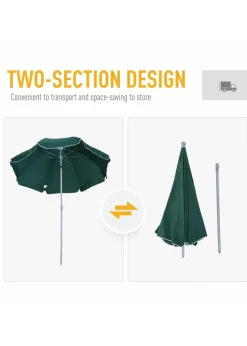 Outsunny Tilt Garden Parasol Beach Umbrella Patio Sun Shade