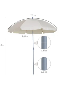 Outsunny Tilt Garden Parasol Beach Umbrella Patio Sun Shade