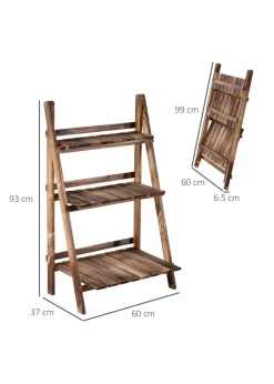 Outsunny Wooden Folding Flower Pot Stand 3 Tier