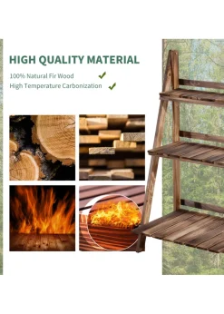 Outsunny Wooden Folding Flower Pot Stand 3 Tier