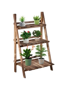Outsunny Wooden Folding Flower Pot Stand 3 Tier