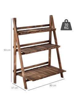 Outsunny Wooden Folding Flower Pot Stand 3 Tier