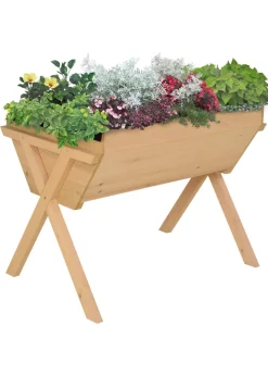 Outsunny Wooden Planter Raised Bed Stand Vegetable Flower Bed 100 x 70 x 80cm