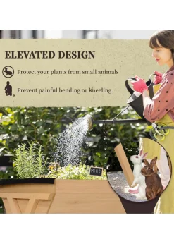 Outsunny Wooden Planter Raised Bed Stand Vegetable Flower Bed 100 x 70 x 80cm