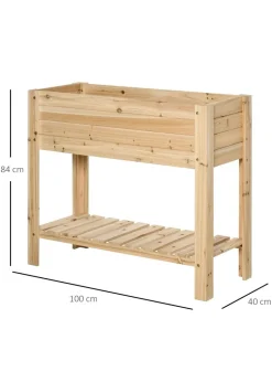 Outsunny Wooden Raised Garden Bed Plant Stand Box with Clapboard 100 x 40 x 84cm