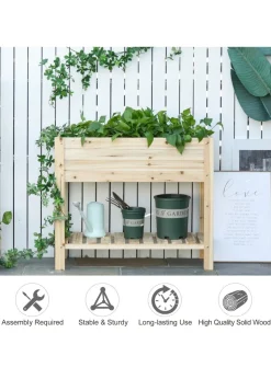 Outsunny Wooden Raised Garden Bed Plant Stand Box with Clapboard 100 x 40 x 84cm
