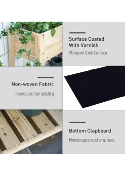 Outsunny Wooden Raised Garden Bed Plant Stand Box with Clapboard 100 x 40 x 84cm